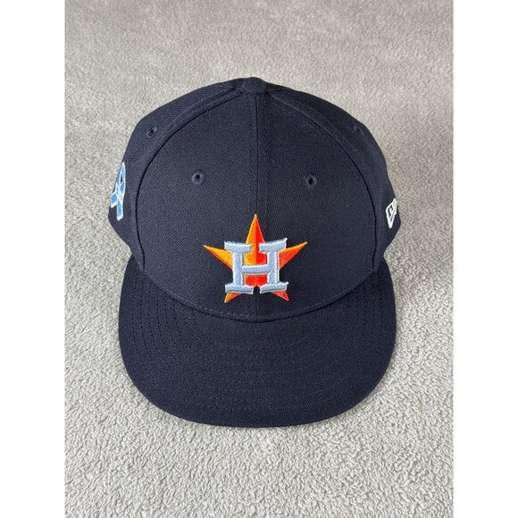 MLB Houston Astros X BREAST CANCER RIBBON 59FIFTY 5950 Hat Men's Fitted All BLUE - Picture 1 of 5